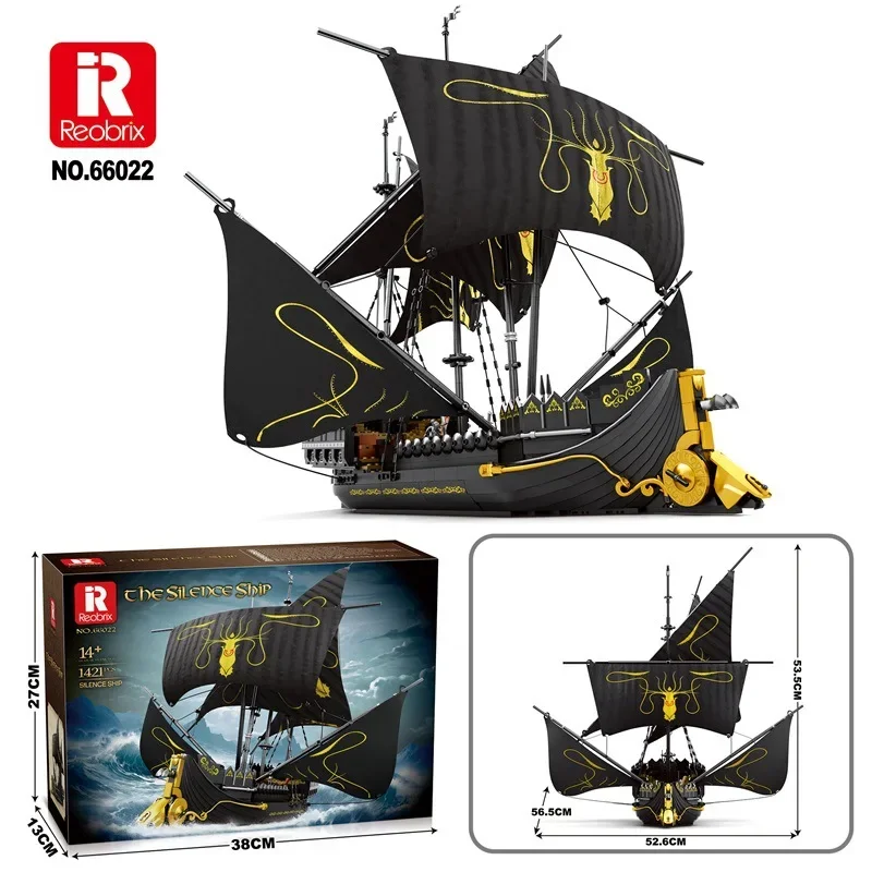 (1421 Peças) Brinquedo De Blocos De Montar De Navio Pirata Moc, Modelo De Navio Silencioso