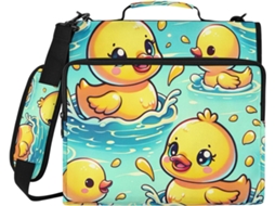 Pasta Organizadora Yellow Duck, Resistente À Água, Escola E Trabalho, Com Zíper E 3-argolas