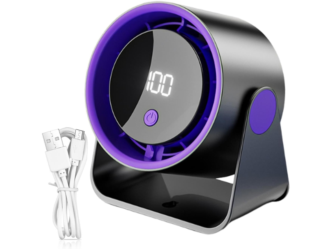 Ventilador De Mesa Usb Com Ângulo Ajustável E Visor Digital.