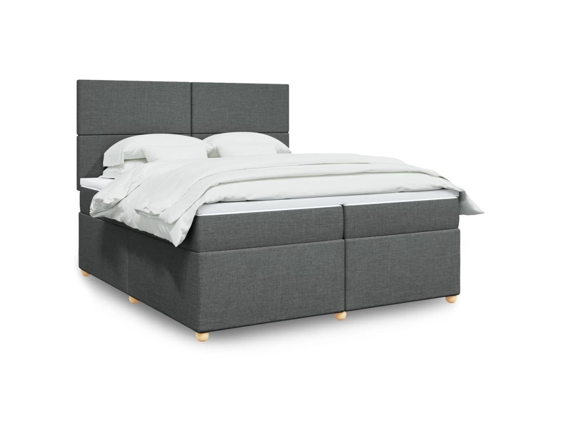 Vidaxl Cama Com Molas/colchão 200x200 Cm Tecido Cinzento-escuro