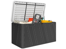 Banco De Armazenamento Hdpe 380l Com 2 Alças Laterais E Alavanca De Gás. 115x60x60 Cm. Preto E Cinza