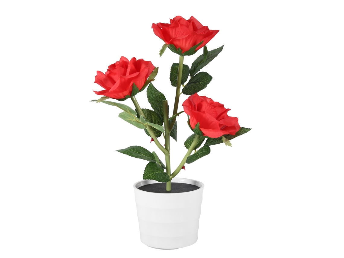 Lâmpada Solar Artificial Rosa 3led Simulação Flor Decoração Casa