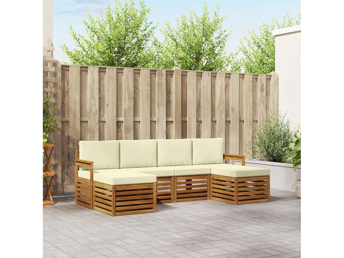 Vidaxl Conjunto De Sofás Para Exterior 6 Unid. Natural E Creme