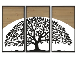 Conjunto de 3 painéis decorativos 3D em metal marrom e madeira 105x2x70 cm Mauro Ferretti