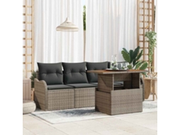 Vidaxl Conjunto de Sofá de Jardim 5 Pcs Cinzeto Vime Pe