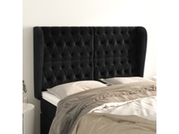 Vidaxl Cabeceira De Cama C/ Abas Veludo 163x23x118/128 Cm Preto