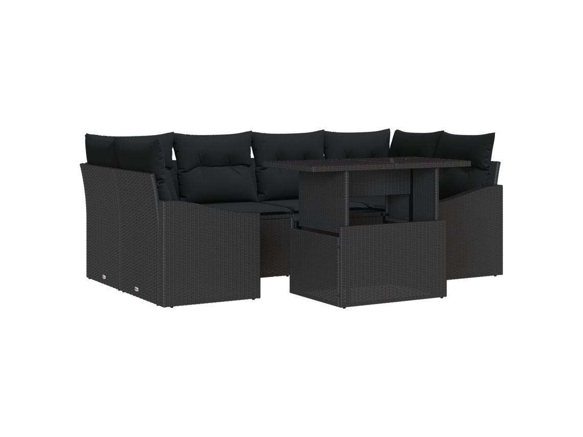 Conjunto 7 Móveis De Jardim Vidaxl Preto Vime Pe (100 X 55 X 73 Cm)