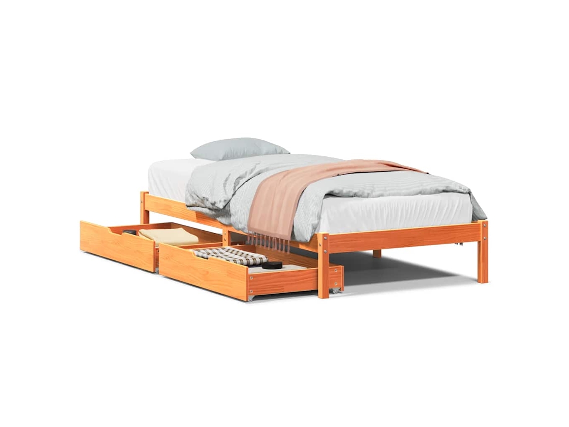 Cama Sem Colchão 75x190 cm Madeira de Pinho Maciça Castanho mel MAISON EXCLUSIVE