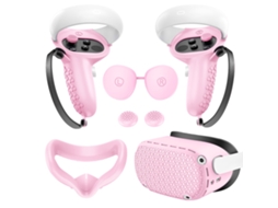 Capa SINI TECH STORE de Silicone, compatível com Oculus Quest 2, com grip para comandos (rosa)