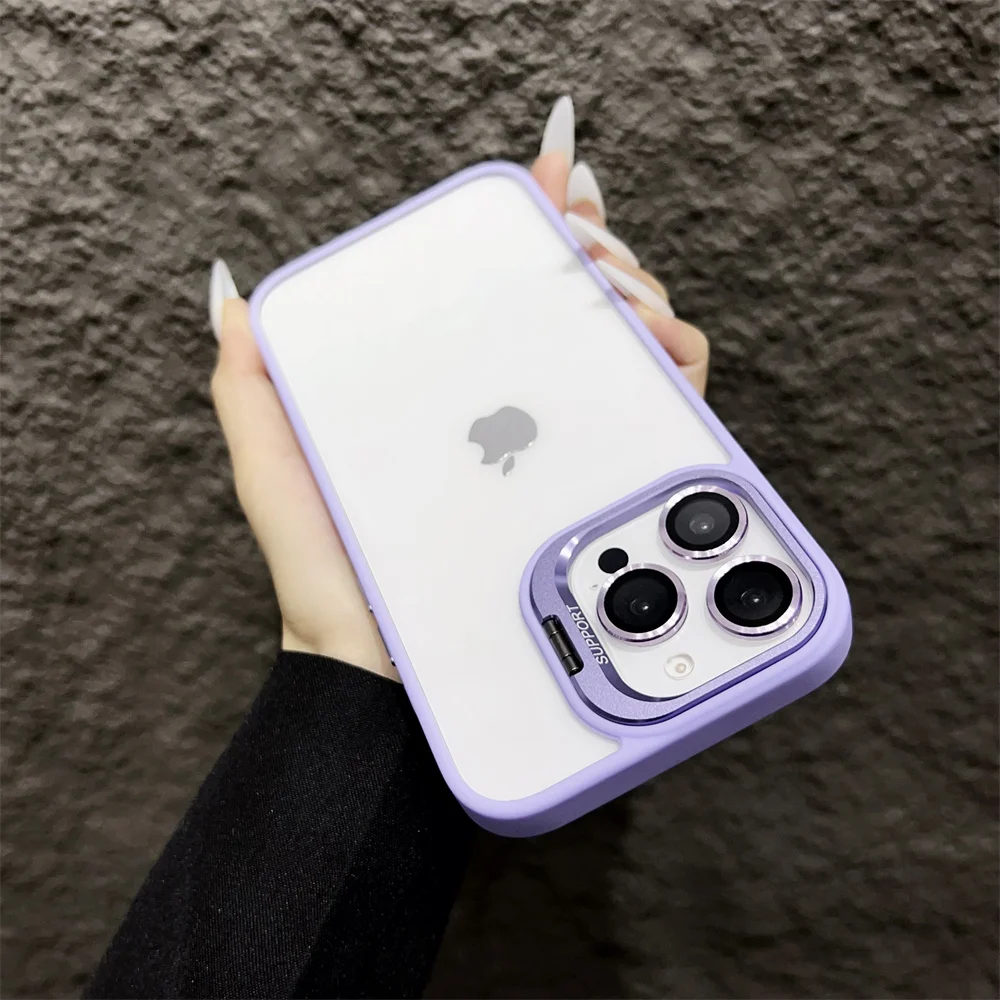 Capa Para Iphone (iphone 13 Pro, Roxo Claro) Com Proteção De Vidro Transparente Para A Câmera.