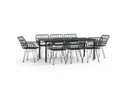 Maison Exclusive - 9 Pcs Conjunto De Jantar Para Jardim Vime Pe Preto