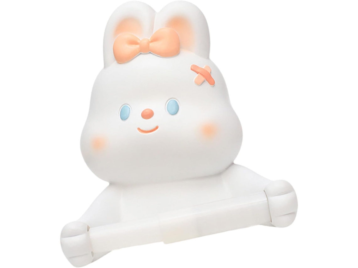 Suporte Para Papel Higiênico Com Coelhinhos Adoráveis, Organizador, Sem Necessidade De Furar, Fácil De Instalar, Suporte