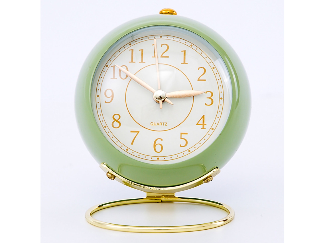 Baok - Relógio silencioso de metal estilo europeu para crianças com alarme de quartzo, ideal para sala de estar e quarto, verde.