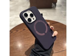 Capa Para Iphone 17 Roxa Escura, Em Silicone Líquido Genuíno, Com Fecho Magnético Removível E Proteção Contra Quedas.