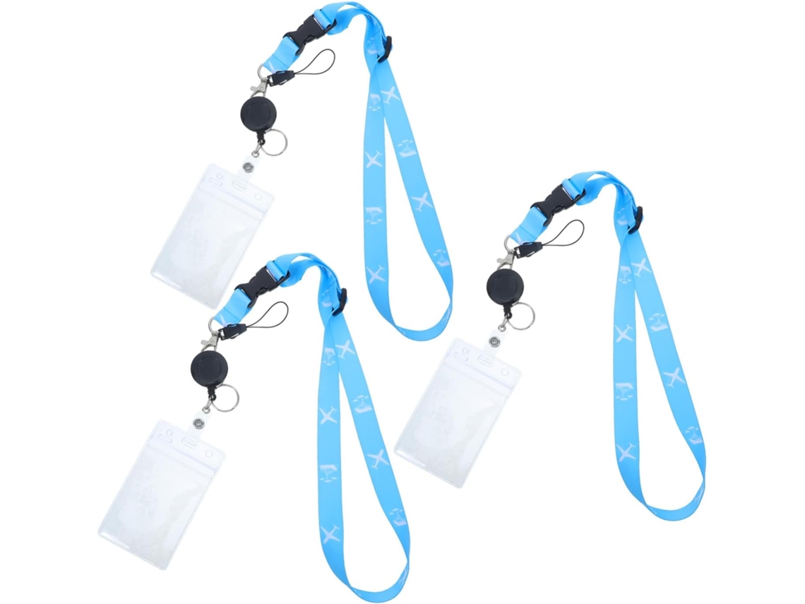 Ciieeo Conjunto Com 3-porta Crachás Retráteis Com Fivela Ajustável, Poliéster E Pvc, Eventos E Viagens