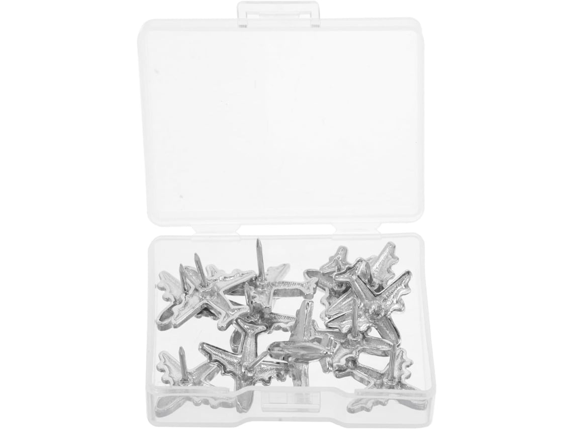 Conjunto Fuoyloo com 24 alfinetes decorativos de metal com design de avião, estampados e resistentes, ideais para quadros, mapas e fotos.
