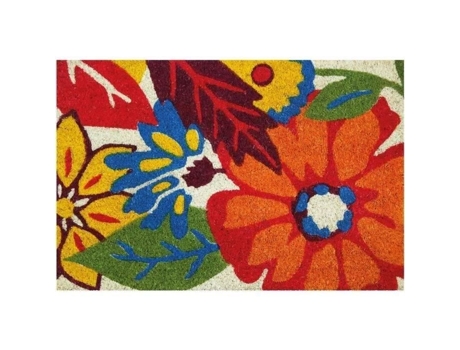Tapete De Coco Branqueado De Flores 40x60 Cm Idmat
