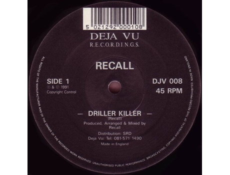 Vinil Driller Killer / What Power Do You Bring Part Ii Déja Vu Recordings