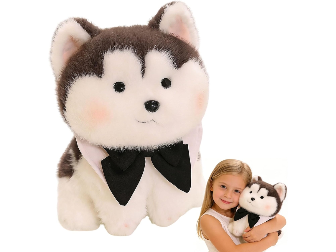 Husky De Pelúcia, Cinza E Branco, Cachorro Pelúcia Macio Fofo Com