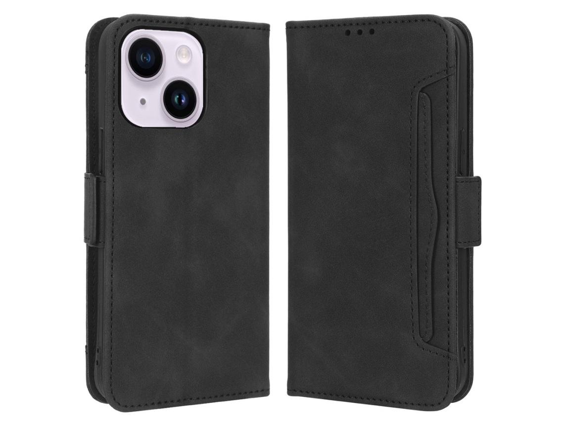 Capa Para Iphone 15 Pele Sintética Com Porta-cartões Preto