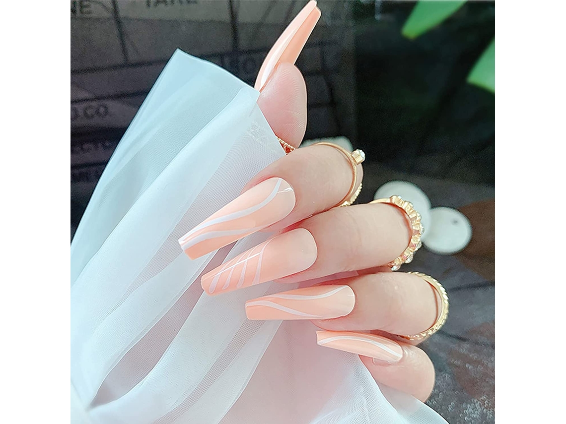 Conjunto de 24 Peças de Tips Gg20009 em Tom de Pele com Listras Brancas Modelo com Geléia