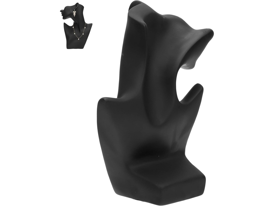 Suporte De Plástico Preto Para Exibição De Meio Rosto, Ideal Para Manequim De Joias, Porta-colares E Outros Acessórios.