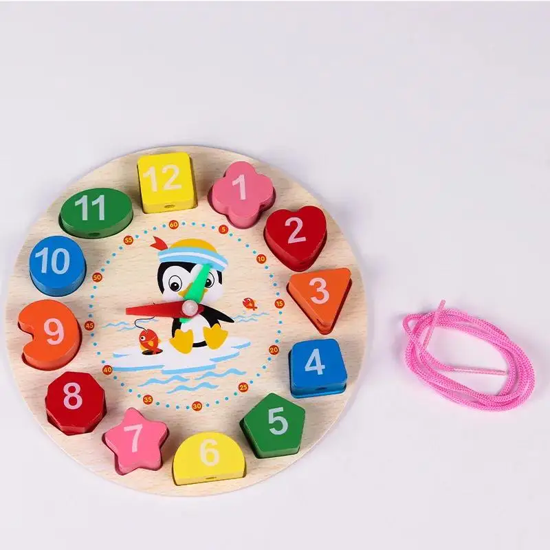 Quebra-cabeça De Blocos De Madeira Com Formas Geométricas, Brinquedos Montessori, Educação Infantil, Aprendizado Sobre O Tempo