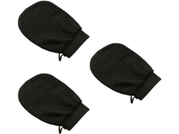 Conjunto De 3 Luvas Esfoliantes Pretas De Rayon Para Remoção De Pele Morta.