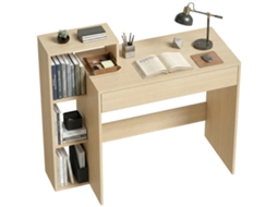 Mesa Pc Moderna com 3 Prateleiras e Gaveta Abertas em Madeira 100x40x90 Cm