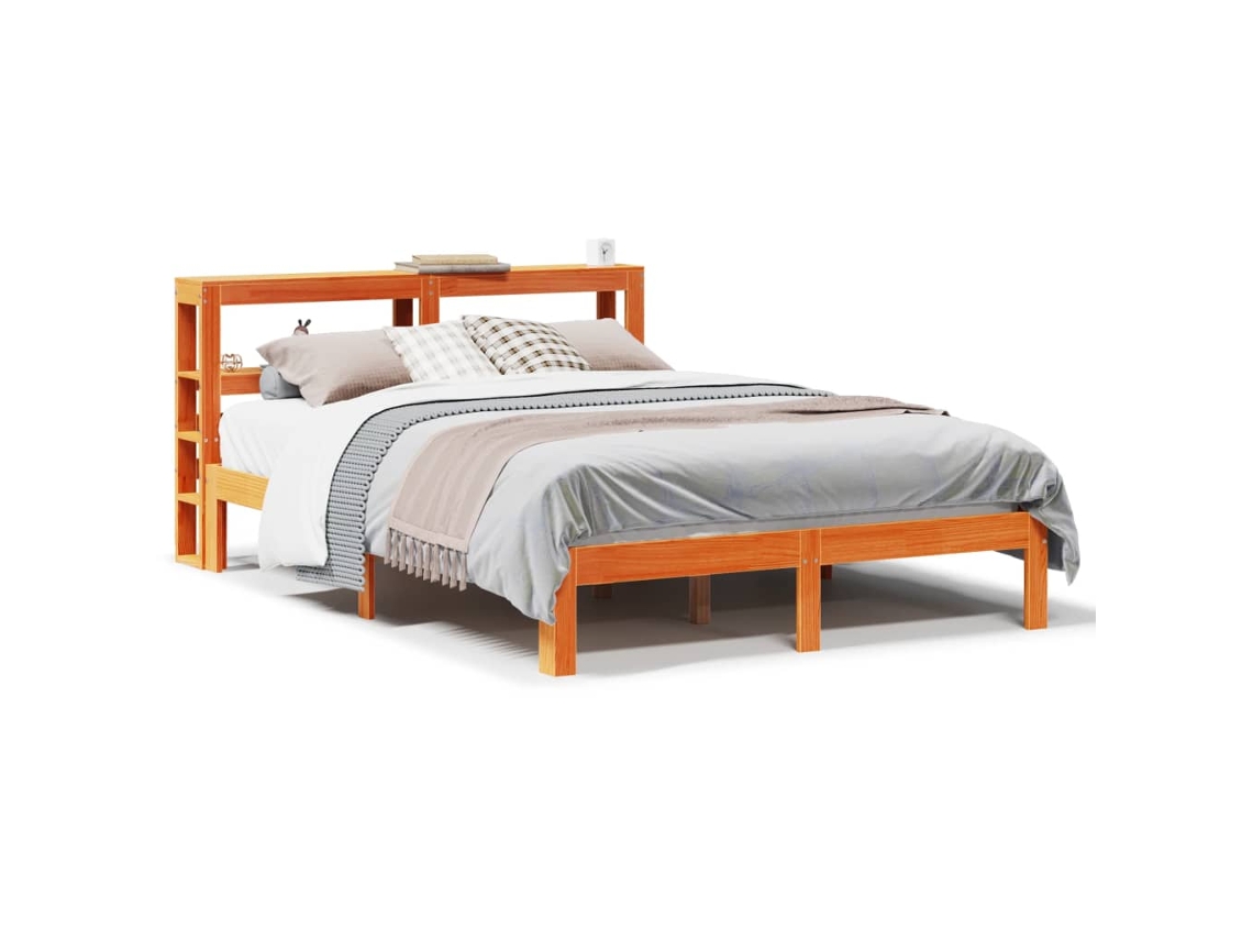 Bed Frame, Bed Frames Vidaxl Marrom Madeira De Pinho (135 X 190 Cm)