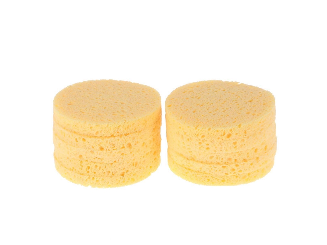 10 Esponjas De Celulose Para Remover Maquiagem, Compressas Cosméticas, Esponjas Para Limpeza Facial (amarelas)