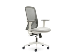 Cadeira de Escritorio Ergonómica EUROMOF Lyon Branco Braços Reguláveis Adequada para 120Kg Lombar Assíncrona
