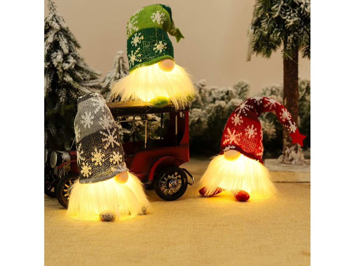 Conjunto De 3 Papais Noéis De Pelúcia Com Luzes, Funcionando A Pilhas, Decoração De Natal Para Árvore, Presente De Natal Com O Pap Aquaforge
