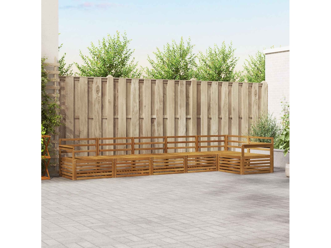 Vidaxl Conjunto De Sofás Para Exterior 6 Pcs Natural