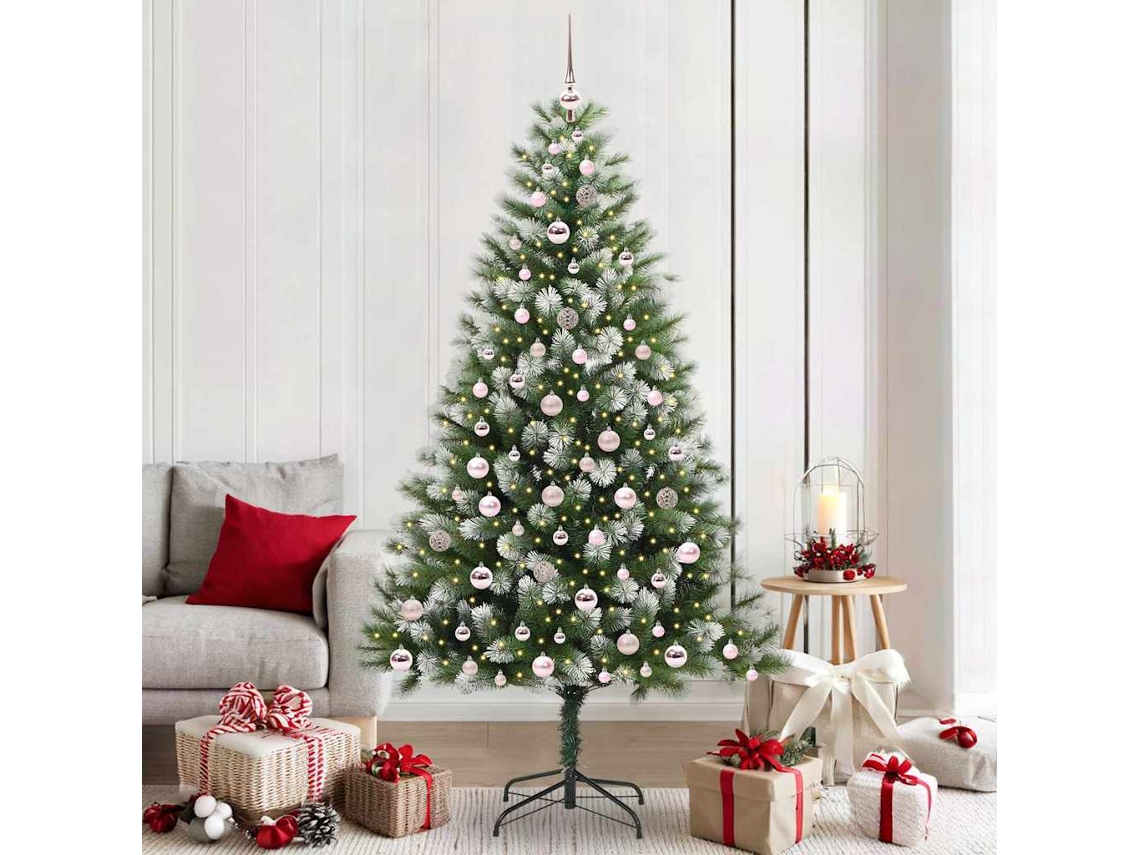 Vidaxl Árvore De Natal Artifical Com Neve Flock 300 Led Branco Quente