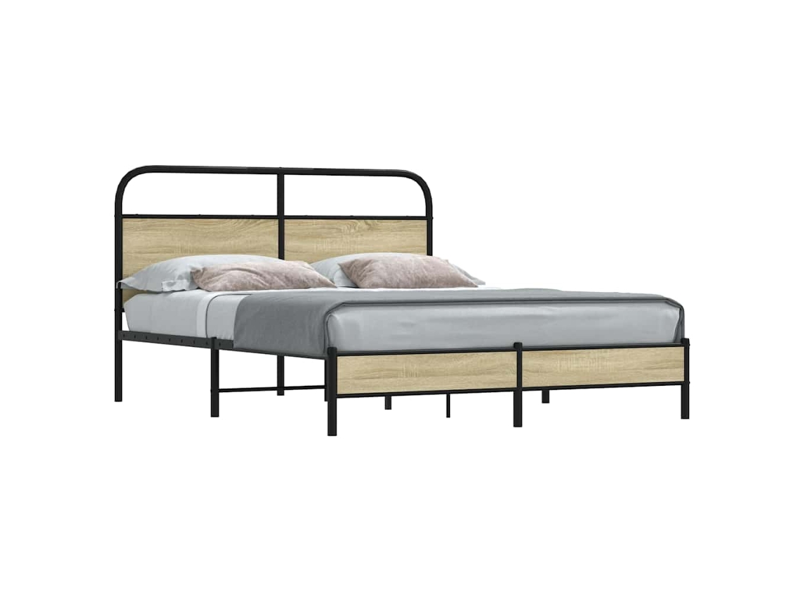 Vidaxl Estrutura Cama S/ Colchão Derivados de Madeira Carvalho Sonoma