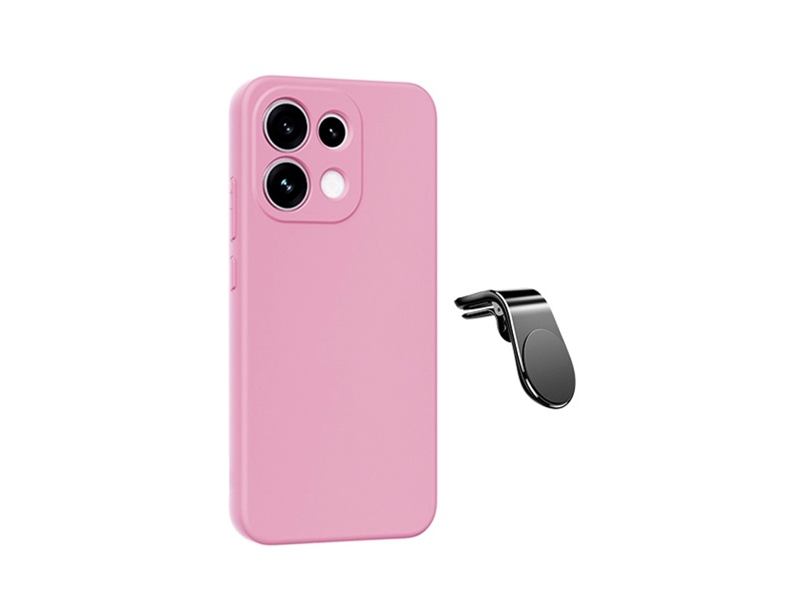 Kit Suporte De Carro Magnético L Capa Proteção Silicone Gift4me Para Oppo Reno16 Pro - Rosa