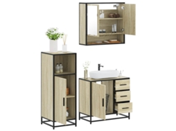 Vidaxl 3 Pcs Conj. Móveis Casa Banho Derivados Madeira Carvalho Sonoma