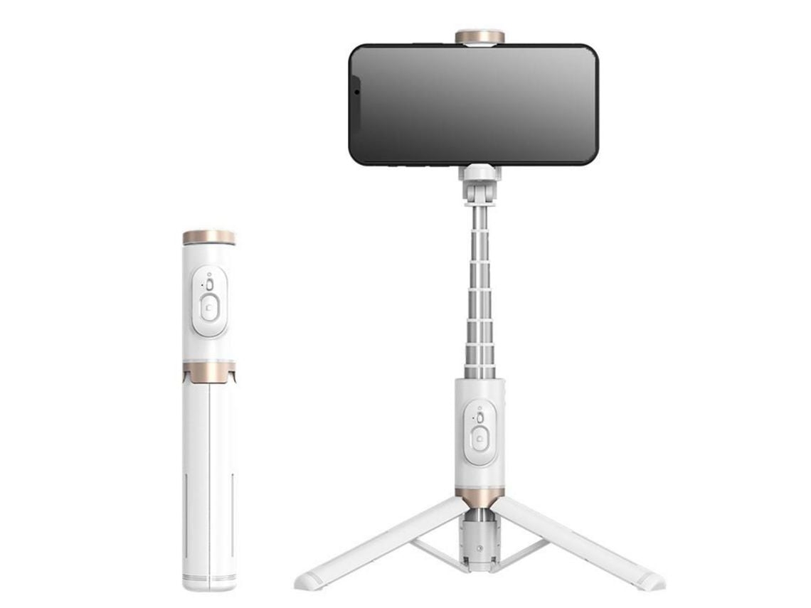 Selfie Stick Portátil Sem Fio Controle Bluetooth Branco