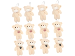 Conjunto De 12 Mini Chaveiros Ursinho Pelúcia Marrom, Brinquedo