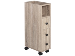 Armário de Banheiro Melamina de Madeira Cor Cor de Madeira Natural 18x30x68,5 cm Kleankin