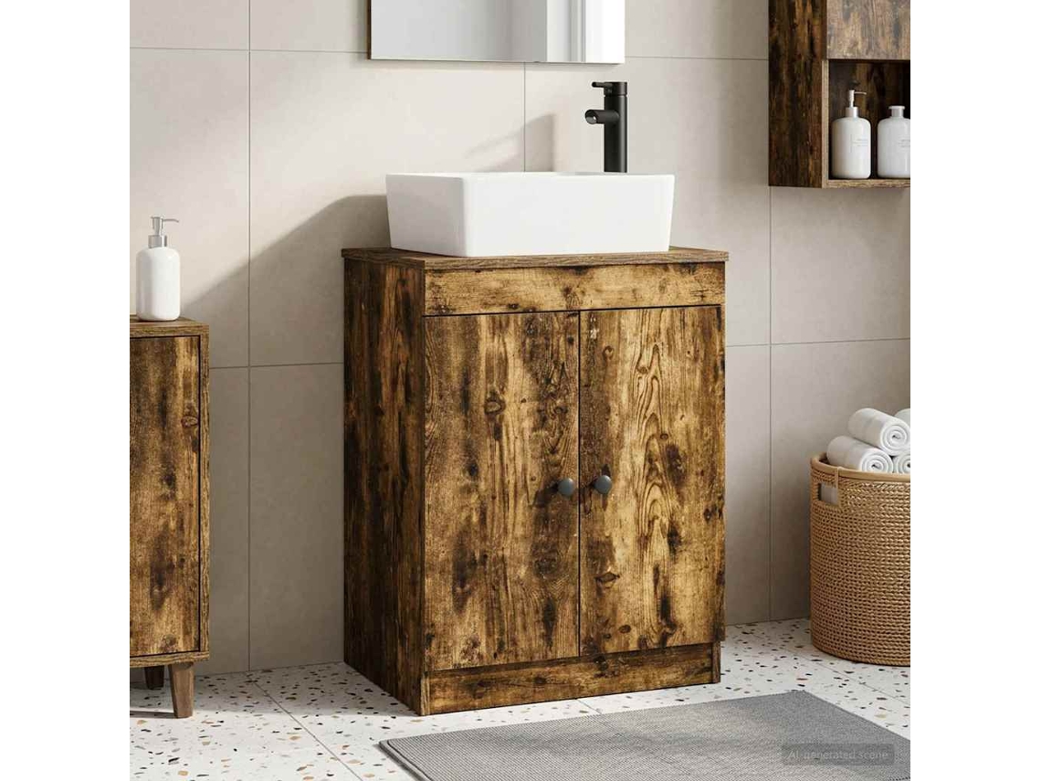 Vidaxl Gabinete De Banheiro Com Pia Carvalho Fumado 54 X 35 X 83 Cm