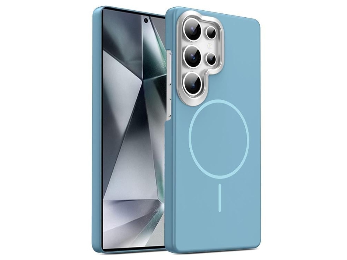 Capa Para Samsung Galaxy S26 Ultra 5g Fina Circular Magsafe À Prova De Choque Dourada Em Policarbonato Azul Oceano