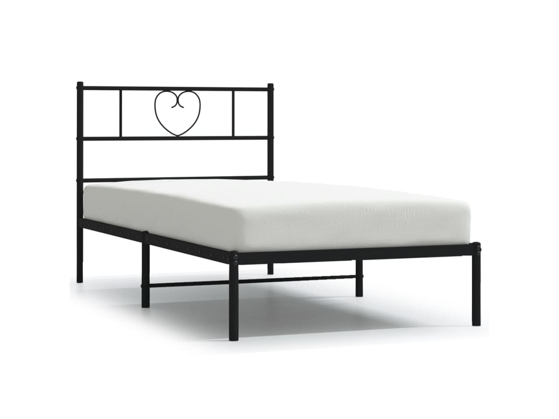Estrutura de Cama com Cabeceira 90x190 Cm Metal Preto MAISON EXCLUSIVE