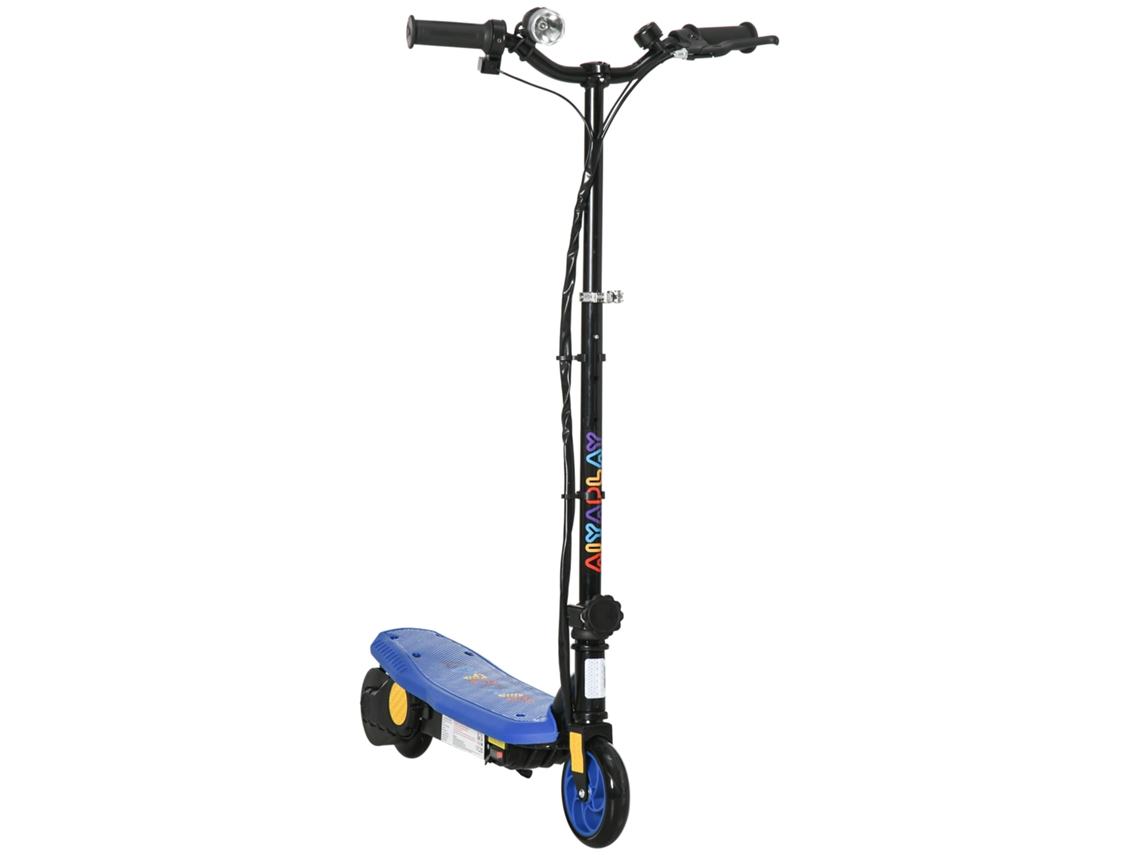 Trotinete Elétrica Dobrável Com Velocidade Máx. 12 Km/h Motor 120 W Autonomia Máxima 10 Km E Farol Led 75x48x93-105 Cm Azul