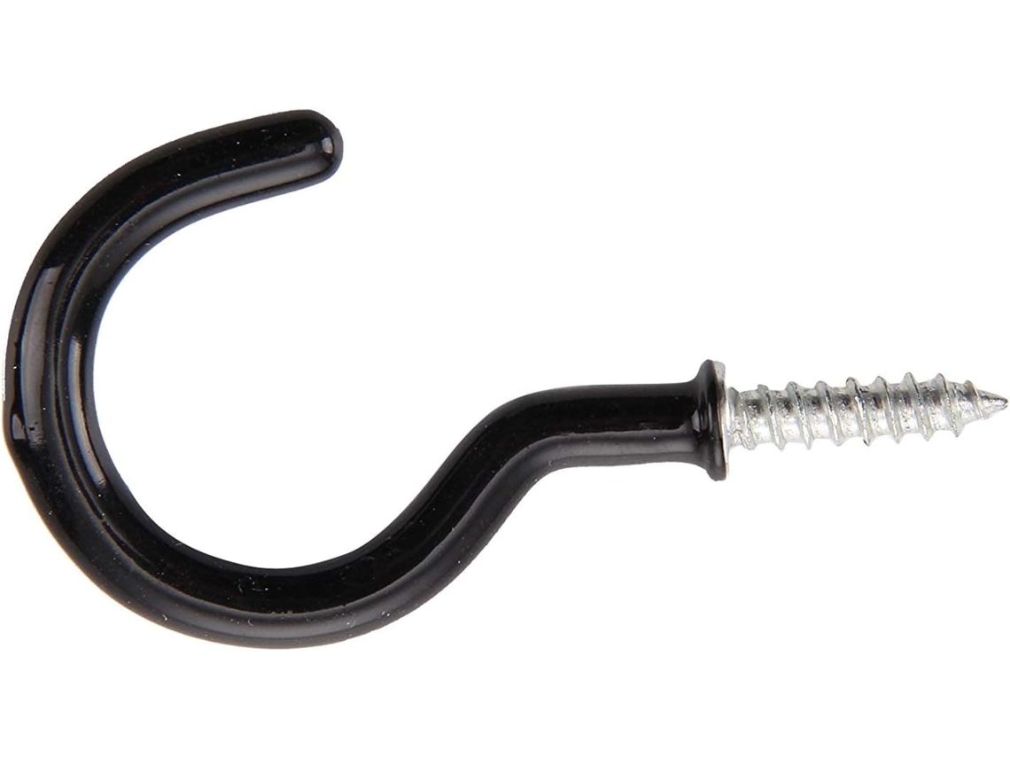 Pacote Com 50 Ganchos De Parafuso De Ombro Com Revestimento De Plástico Preto, 25 Mm