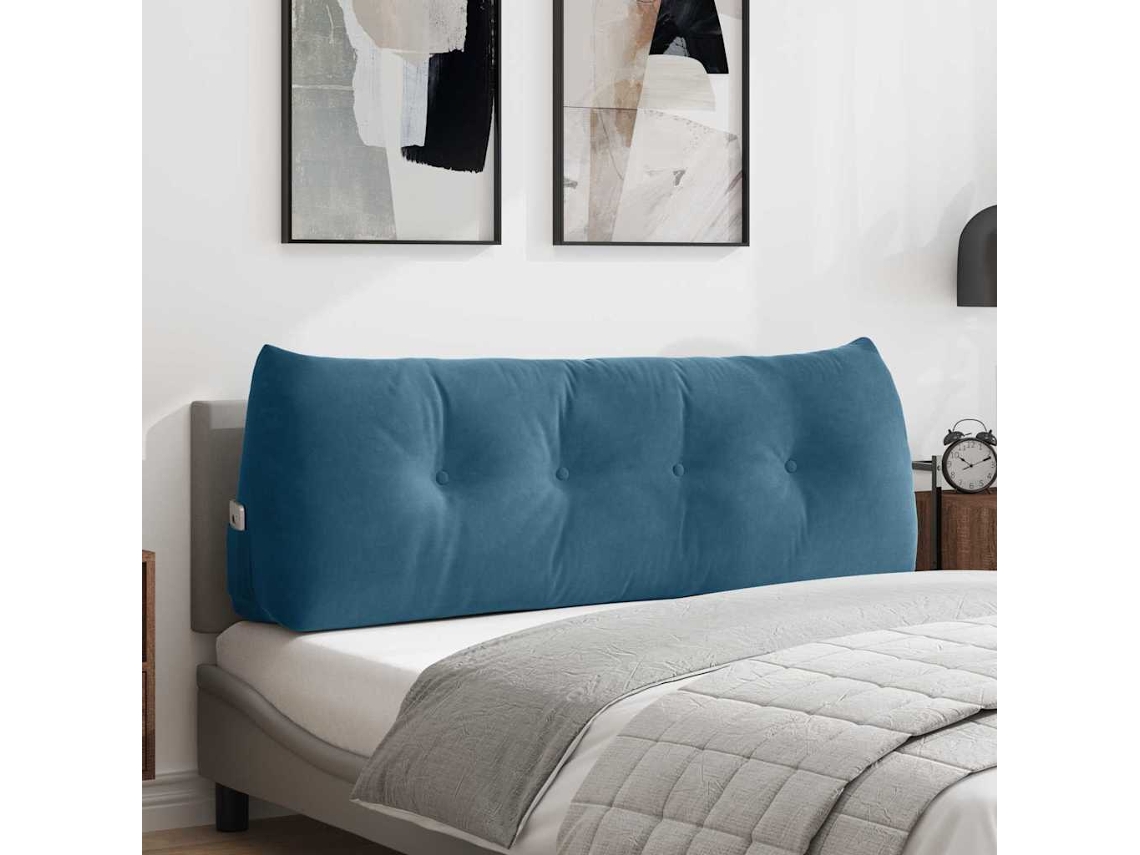Vidaxl Travesseiro Para Costas Azul 140 X 24 X 50 Cm Veludo
