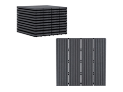 Conjunto de 11 Azulejos Externos Intertravados Antiderrapantes 30x30x2,2 Cm Cinza S/MARCA