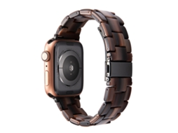 Pulseira de resina com acabamento em cerâmica transparente, cor chocolate, compatível com Apple Watch 38, 40 e 41 mm, séries 10 e 11.