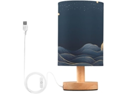 Abajur De Cabeceira Com Design Ondas Japonesas, Porta Usb, Sem Necessidade De Lâmpada, Luz Led Quente Para Quarto, Sala